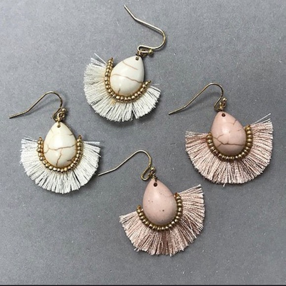 Pink Fan Fringe Kyky & Zo Earring, NWT-Boutique - Picture 3 of 5